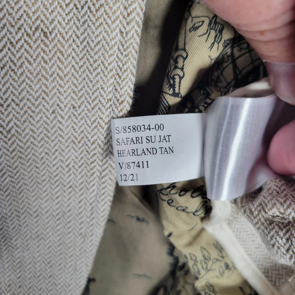 Banana Republic Safari Suit Jacket Mens 42R Tan Herringbone Field Blazer 858034